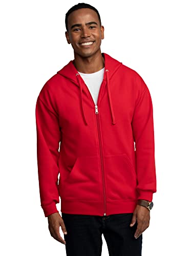 Fruit of the Loom Herren Moisture Wicking Eversoft Fleece Sweatshirt, Rot/Ausflug, einfarbig (Getaway Solids), Medium von Fruit of the Loom