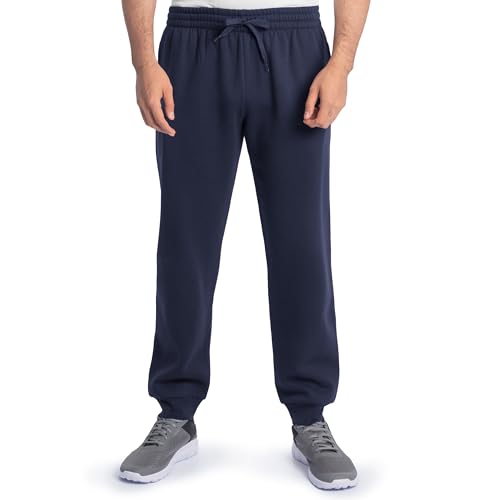 Fruit of the Loom Herren Eversoft Fleece-Jogginghose mit Taschen, entspannte Passform, feuchtigkeitsableitend, atmungsaktiv, konisch zulaufende Sweathose Trainingshose, Marineblau, XXL von Fruit of the Loom