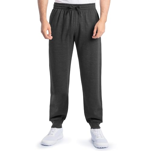 Fruit of the Loom Herren Eversoft Fleece Joggers with Pockets, Relaxed Fit, Moisture Wicking, Breathable, Tapered Sweatpants Trainingshose, Baumwollmischung: Black Heather, Mittel von Fruit of the Loom
