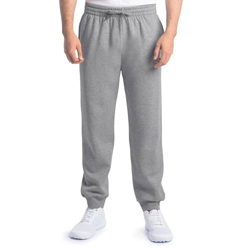 Fruit of the Loom Herren Eversoft Fleece Joggers with Pockets, Relaxed Fit, Moisture Wicking, Breathable, Tapered Sweatpants Trainingshose, Baumwollmischung: Grau meliert, Mittel von Fruit of the Loom