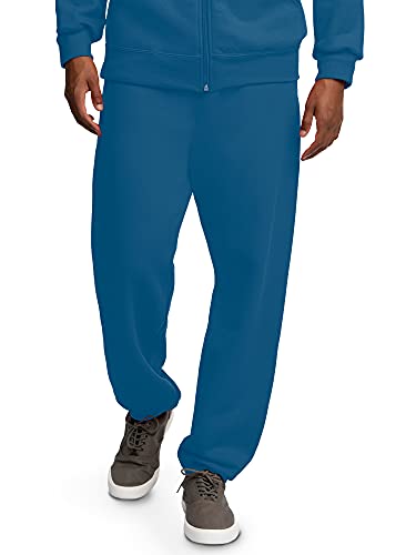 Fruit of the Loom Herren Eversoft Sweathose aus Fleece, Taschen, entspannte Passform, Feuchtigkeitstransport, atmungsaktiv Trainingshose, Elastische Unterseite, Blau, 34-37 von Fruit of the Loom