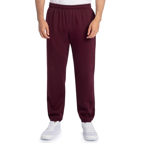 Fruit of the Loom Herren Eversoft Fleece Sweatpants Trainingshose, Elastischer Boden – Kastanienbraun, X-Groß von Fruit of the Loom