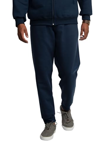 Fruit of the Loom Herren Eversoft Fleece Joggers with Pockets, Relaxed Fit, Moisture Wicking, Breathable, Tapered Sweatpants Trainingshose, Baumwollmischgewebe – Marineblau, Groß von Fruit of the Loom