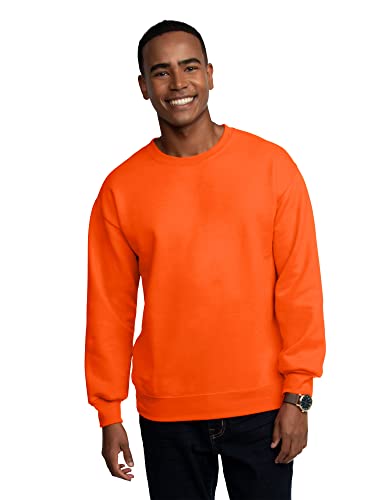 Fruit of the Loom Herren Eversoft Fleece-Sweatshirts mit Rundhalsausschnitt, feuchtigkeitsableitend und atmungsaktiv, Größen S-4X Hemd, Safety Orange, XXX-Large von Fruit of the Loom