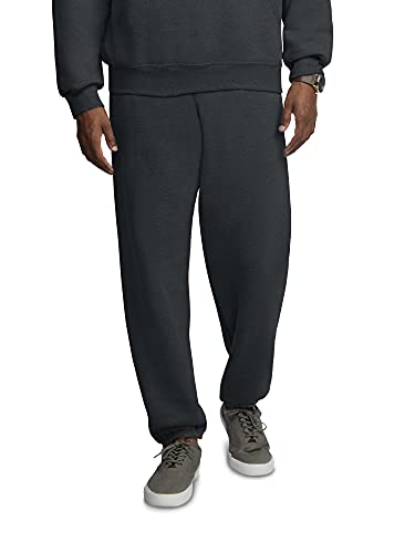 Fruit of the Loom Herren Eversoft Sweathose aus Fleece, Taschen, entspannte Passform, Feuchtigkeitstransport, atmungsaktiv Trainingshose, Elastische Unterseite: Black Heather, 58 von Fruit of the Loom