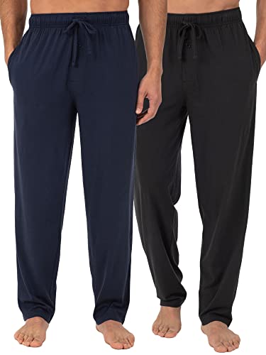 Fruit of the Loom Herren Extended Sizes Jersey Knit Sleep Pajama Lounge Pant (1 & 2 Pyjamaunterteil, Schwarz/Marineblau (2er-Pack), 41-44.5 von Fruit of the Loom