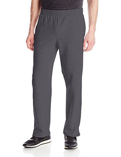 Fruit of the Loom Herren Fleece-Hose mit Taschen, offener Unterseite Trainingshose, Dunkelgrau meliert, Groß von Fruit of the Loom