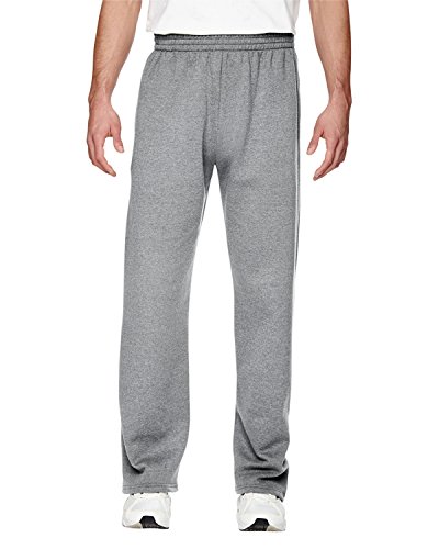 Fruit of the Loom Herren Fleece-Hose mit Taschen, offener Unterseite Trainingshose, grau meliert, Mittel von Fruit of the Loom