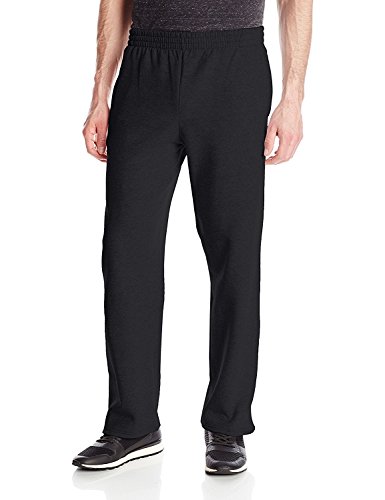 Fruit of the Loom Herren Fleece-Hose mit Taschen, offener Unterseite Trainingshose, Schwarz, Mittel von Fruit of the Loom