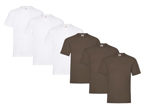 Fruit of the Loom Herren Heavy Cotton T-Shirts Diverse Farbsets 6er Sets M L XL 2XL 3XL & GRATIS HLKauf-Notizblock (3X Weiss, 3X Schoko & 1x HLKauf Block, 3XL) von Fruit of the Loom