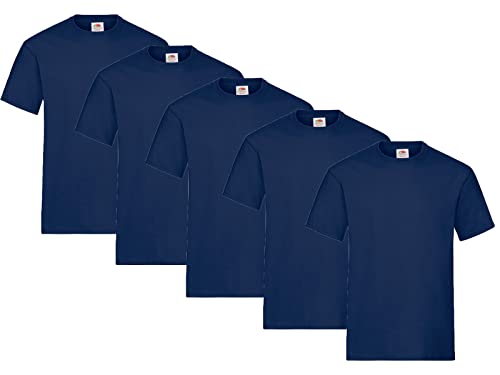 Fruit of the Loom Herren Heavy Cotton T T-Shirt auch Farbsets M L XL XXL 3XL 5 Pack,5er Navy + 1 HL Kauf Notizblock-M von Fruit of the Loom
