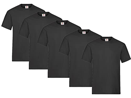 Fruit of the Loom Herren Heavy Cotton T T-Shirt auch Farbsets M L XL XXL 3XL 5 Pack,5er Schwarz + 1 HL Kauf Notizblock-XXL von Fruit of the Loom