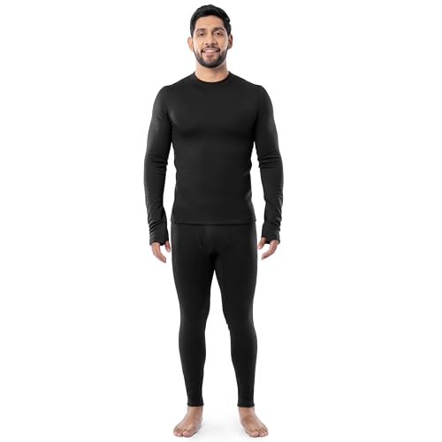 Fruit of the Loom Herren Heavyweight Brushed Back Fleece Thermal Underwear Base Layer Baselayer-Set, Schwarz, Large von Fruit of the Loom