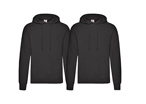 Fruit of the Loom Herren Hooded Sweat Sweatshirt, Blickdicht, 2X Schwarz + 1x HL-Kauf Notizblock, 3XL von Fruit of the Loom