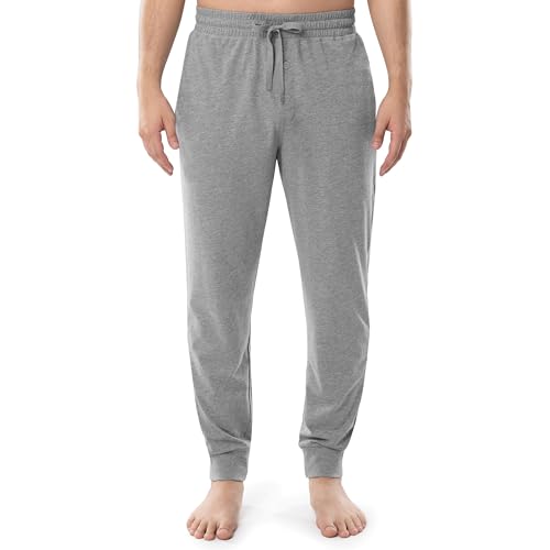 Fruit of the Loom Herren Jersey-Strick-Jogginghose (1er-und 2er-Pack) Pyjamaunterteil, Grey Heather, X-Large von Fruit of the Loom