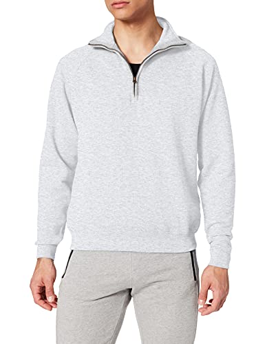 Fruit of the Loom Herren Klassischer Reißverschluss am Hals Sweatshirt, Grau (Heather Grey), XXL von Fruit of the Loom