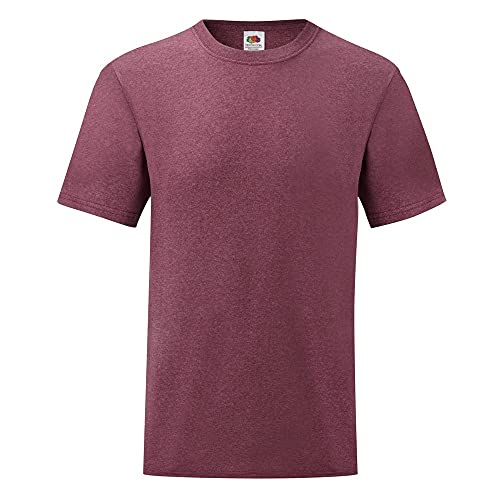 Fruit of the Loom Herren-T-Shirt, kurzärmlig, Grau, Bordeaux meliert, XL von Fruit of the Loom