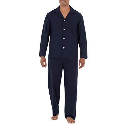 Fruit of the Loom Herren Langärmliges Pyjama-Set aus breitem Stoff Pyjamaset, Navy, X-Large von Fruit of the Loom
