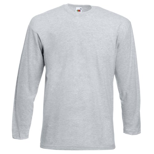 Fruit of the Loom Herren Langarm T-Shirt mit Rundhalsausschnitt (3XL) (Grau meliert) von Fruit of the Loom