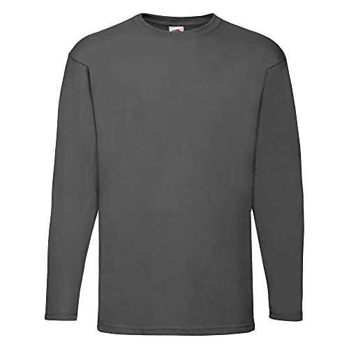 Fruit of the Loom Herren Langarm T-Shirt mit Rundhalsausschnitt (S) (Helles Graphitgrau) von Fruit of the Loom