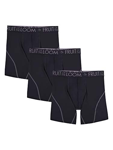 Fruit of the Loom Herren Unterwäsche Atmungsaktiv Retroshorts, Regular Leg – Performance Stretch – 3er-Pack – Schwarz, Medium von Fruit of the Loom