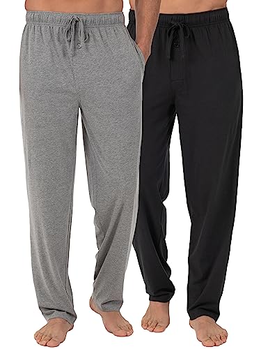 Fruit of the Loom Herren Men's Extended Sizes Jersey Knit Sleep Pajama Lounge Pant (1 & 2 Packs) Pyjama Set, Schwarz/Hellgrau, XXL von Fruit of the Loom