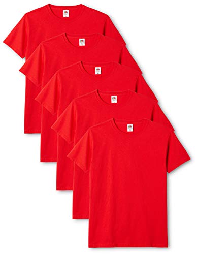 FRUIT OF THE LOOM Herren Original T. T-Shirt, rot, L (5er Pack) von Fruit of the Loom