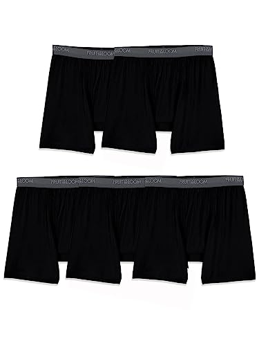 Fruit of the Loom Herren Micro Stretch Boxer Briefs, Designed to Move with You, Lightweight & Moisture Wicking Retroshorts, 5er-Pack, Schwarz, Medium von Fruit of the Loom