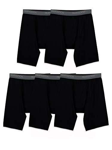 Fruit of the Loom Herren 360 Stretch-Boxershorts (schnell trocknend und feuchtigkeitsableitend) Slip, Schwarz/Grau-Long Leg, X-Large von Fruit of the Loom