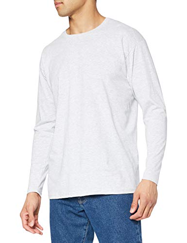 Fruit of the Loom Herren Original T-Shirt, langärmlig (Medium) (Grau meliert) von Fruit of the Loom