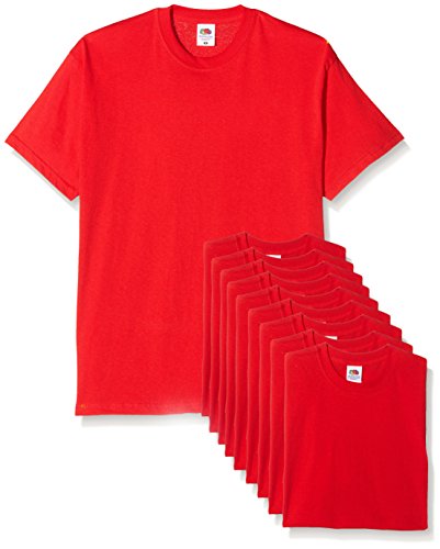 Fruit of the Loom Herren Original T T-Shirt, rot, L (10er Pack) von Fruit of the Loom