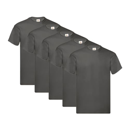 Fruit of the Loom Herren Original T. T-Shirt (5er Pack), Farbe:Graphit, Größe:3XL von Fruit of the Loom