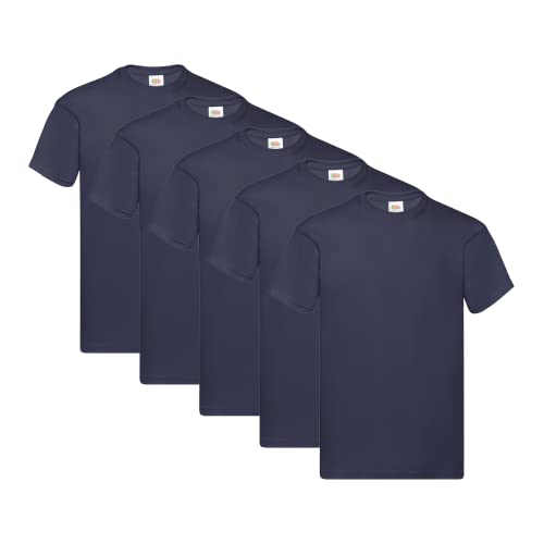 Fruit of the Loom Herren Original T. T-Shirt (5er Pack), Farbe:deep Navy, Größe:3XL von Fruit of the Loom