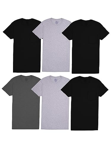 Fruit of the Loom Herren Pocket T-Shirt Multipack Unterwäsche, Unterhemd – 6er-Pack – Farben können variieren, XX-Large von Fruit of the Loom