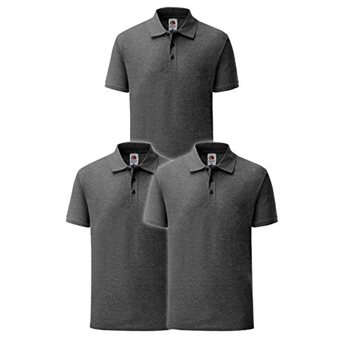 Fruit of the Loom Herren Polohemd (3er Pack), Größe:2XL, Farbe:3X dunkelgrau meliert von Fruit of the Loom
