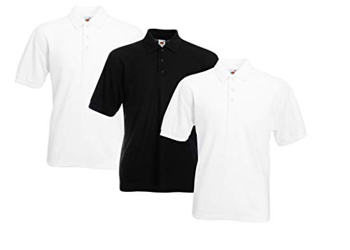 Fruit of the Loom Herren Polohemd (3er Pack), Größe:S, Farbe:2weiss1schwarz von Fruit of the Loom