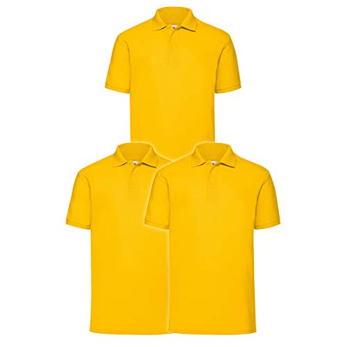 Fruit of the Loom Herren Polohemd (3er Pack), Größe:S, Farbe:gelb von Fruit of the Loom
