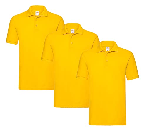 Fruit of the Loom Herren Poloshirt, 3 Sonnenblumengelb + 1 HL Kaufblock, L von Fruit of the Loom