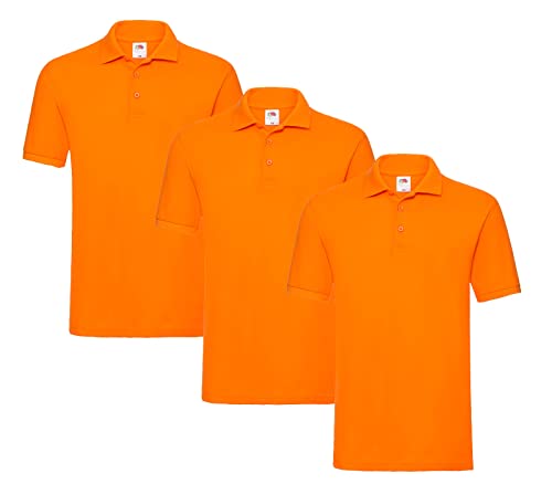 Fruit of the Loom Herren Poloshirt, 3er Pack Orange + 1 HL Purchase Pad, 3XL von Fruit of the Loom