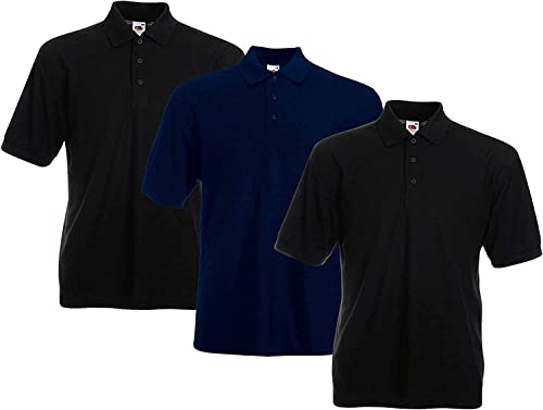 Fruit of the Loom Herren Poloshirt (3erPack) (2XL, 2Schwarz1DeepNavy) von Fruit of the Loom