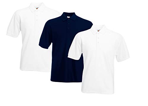 Fruit of the Loom Herren Poloshirt (3erPack) (2XL, 2Weiß1DeepNavy) von Fruit of the Loom