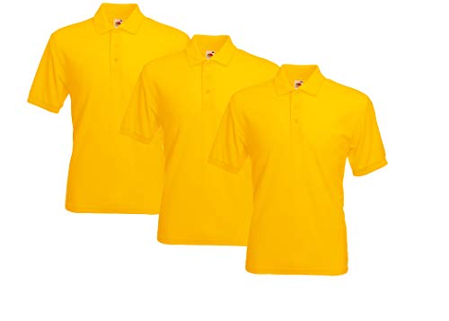 Fruit of the Loom Herren 63-402-0 Polohemd, Yellow, 3XL (3er Pack) von Fruit of the Loom