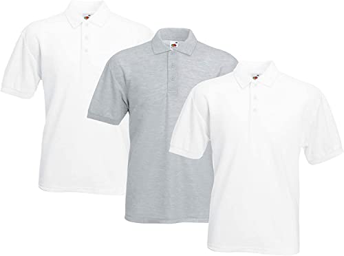 Fruit of the Loom Herren Poloshirt (3erPack) (4XL, 2Weiß1Grau) von Fruit of the Loom