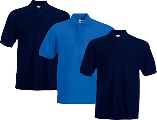 Fruit of the Loom Herren Poloshirt (3erPack) (M, 2DeepNavy1Royal) von Fruit of the Loom