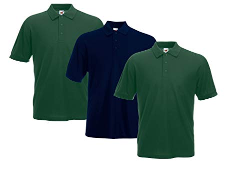 Fruit of the Loom Herren Poloshirt (3erPack) (XL, 2Falschengrün1DeepNavy) von Fruit of the Loom