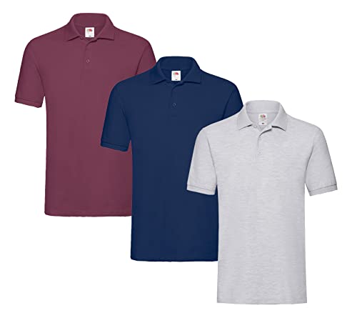 Fruit of the Loom Herren Poloshirt, 1 x Burgunderrot, 1 x Marineblau, 1 x Grau + 1 HL Kaufblock, M Fruit of the Loom Herren Poloshirt, 1 x Burgunderrot, 1 x Marineblau, 1 x Grau + 1 HL Kaufblock, M von Fruit of the Loom