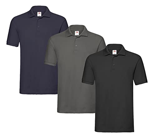 Fruit of the Loom Herren Poloshirt, 1 x Schwarz, 1 x Graphit, 1 x Dunkelblau + 1 HL Kaufblock, L Fruit of the Loom Herren Poloshirt, 1 x Schwarz, 1 x Graphit, 1 x Dunkelblau + 1 HL Kaufblock, L von Fruit of the Loom