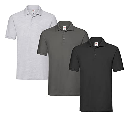 Fruit of the Loom Herren-Poloshirt 1x Schwarz 1x Graphit 1x Grau 3XL + 1 HL Kauf Block von Fruit of the Loom