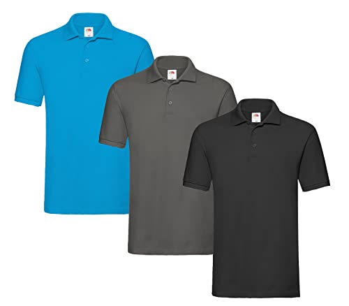 Fruit of the Loom Herren Poloshirt, 1 x Schwarz, 1 x Graphit, 1 x Azurblau + 1 HL Kauf-Pad, L Fruit of the Loom Herren Poloshirt, 1 x Schwarz, 1 x Graphit, 1 x Azurblau + 1 HL Kauf-Pad, L von Fruit of the Loom