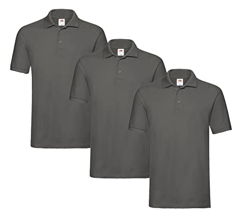 Fruit of the Loom Herren-Poloshirt 3er Graphit XL + 1 HL Kauf Block von Fruit of the Loom